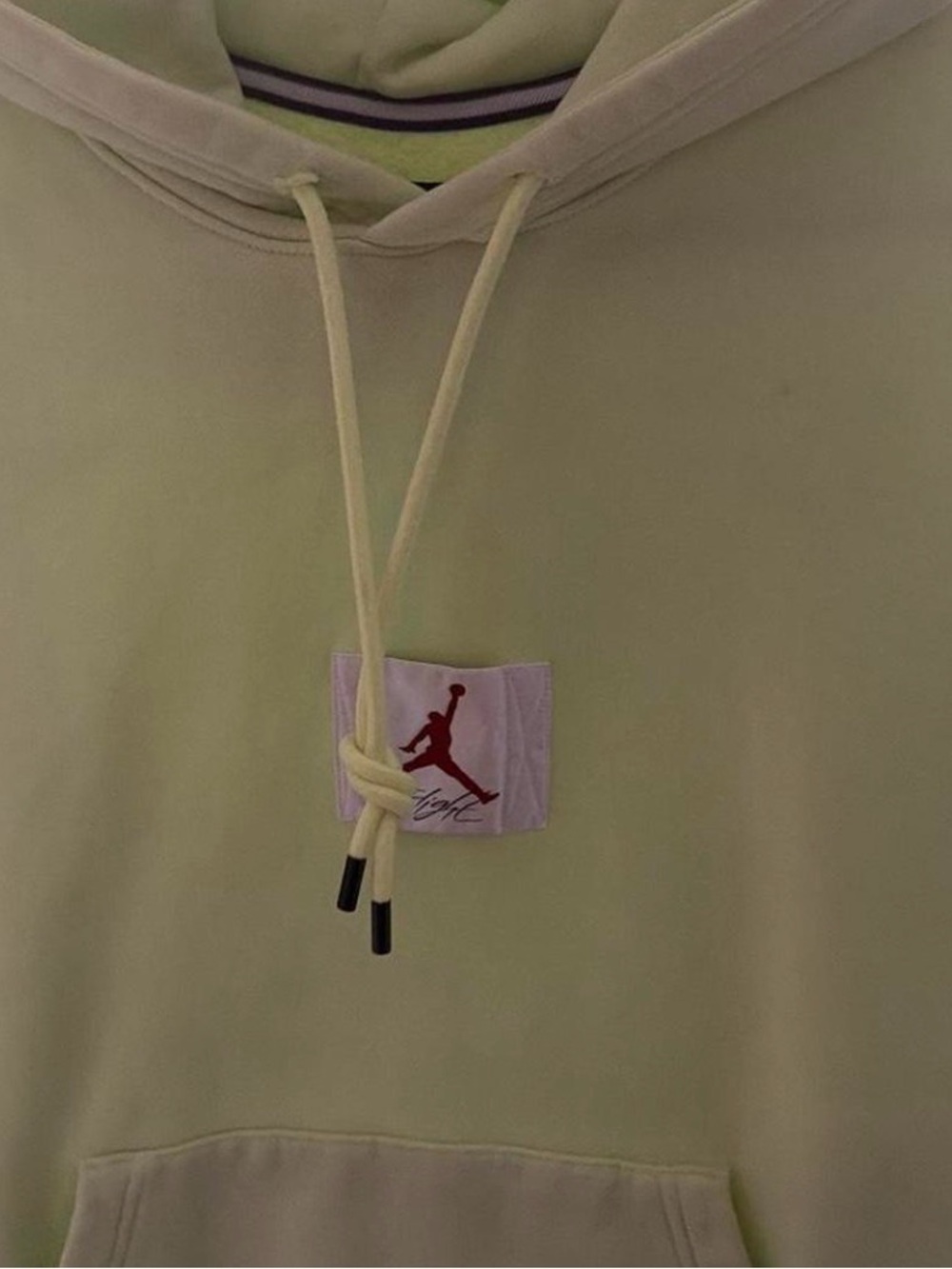 Jordan Light Yellow Pullover Hoodie with Red Jumpman Patch